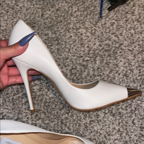 Saks Fifth Avenue White Stiletto Heels - Picture 7 of 7